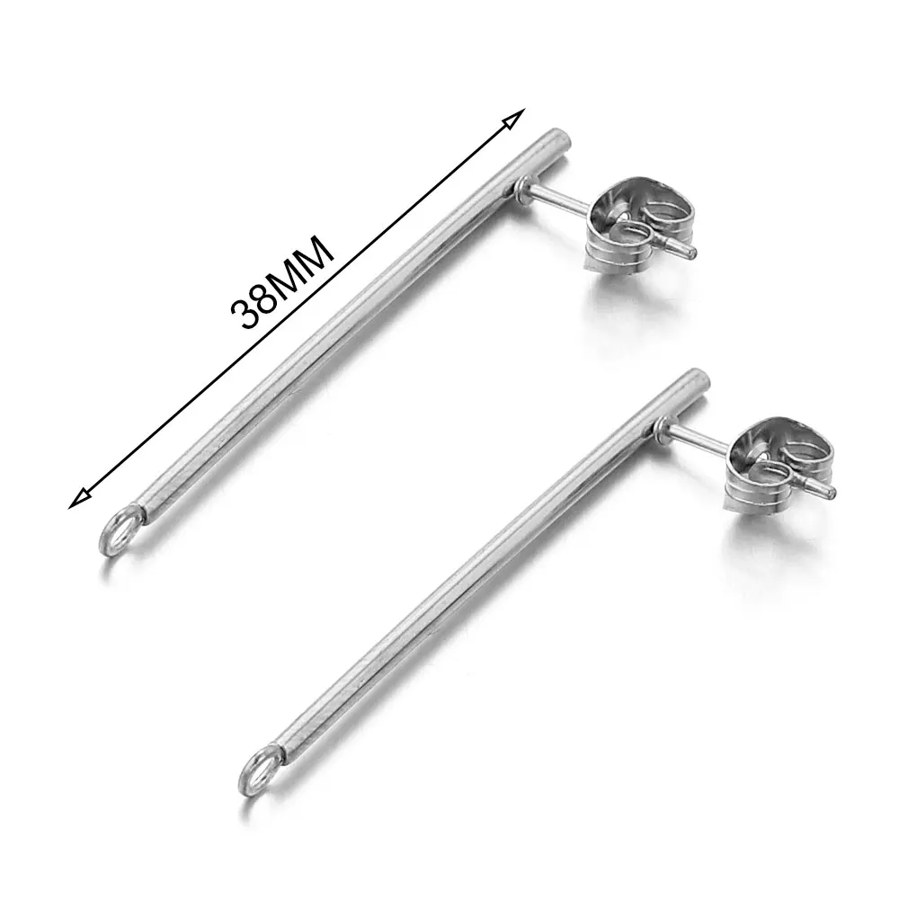 10pcs/lot Stainless Steel Ear Studs Long Earring Post Base Pins