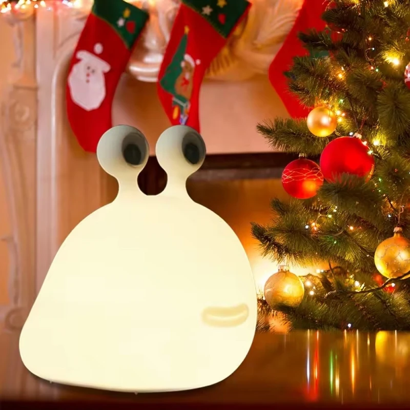 1pc Cute Soft Slug Night Light ,Touch Control Timing,USB Rechargeable Desktop Lamp, Soft Light Sleeping Light for Bedroom Decora