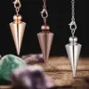 Golden Silver Color Metal Copper Pendulum for Divination Dowsing Point Pendulum Healing Wicca Cone Pendant Spiritual Pendulos 2
