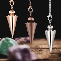 Golden Silver Color Metal Copper Pendulum for Divination Dowsing Point Pendulum Healing Wicca Cone Pendant Spiritual Pendulos 2