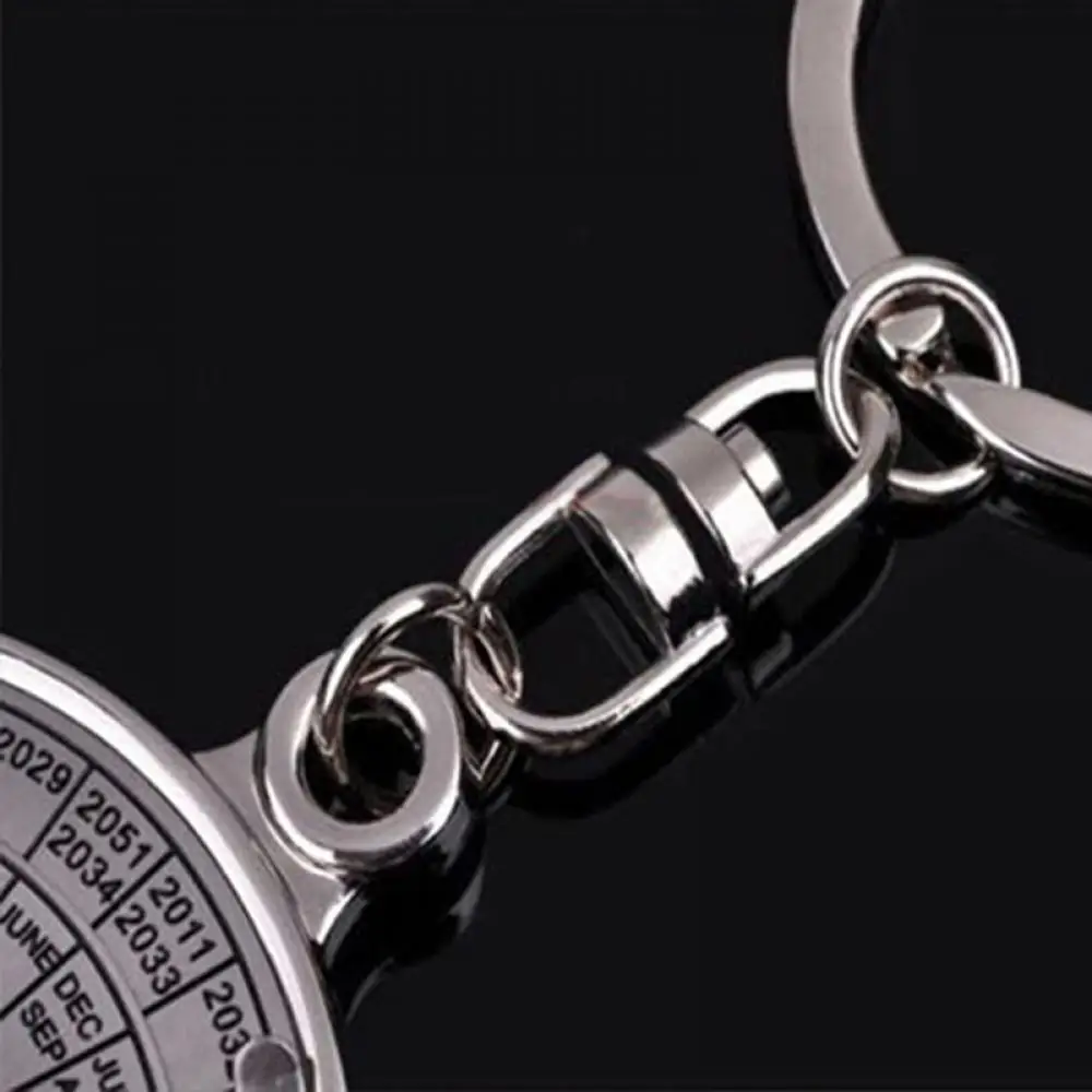 50 Years Perpetual Calendar Keychain Silver Alloy 360 Degree Rotation Calendar Key Chain Ring Keyfob Anniversary Creative Gift phone number plate keychain cat keychain jewelry