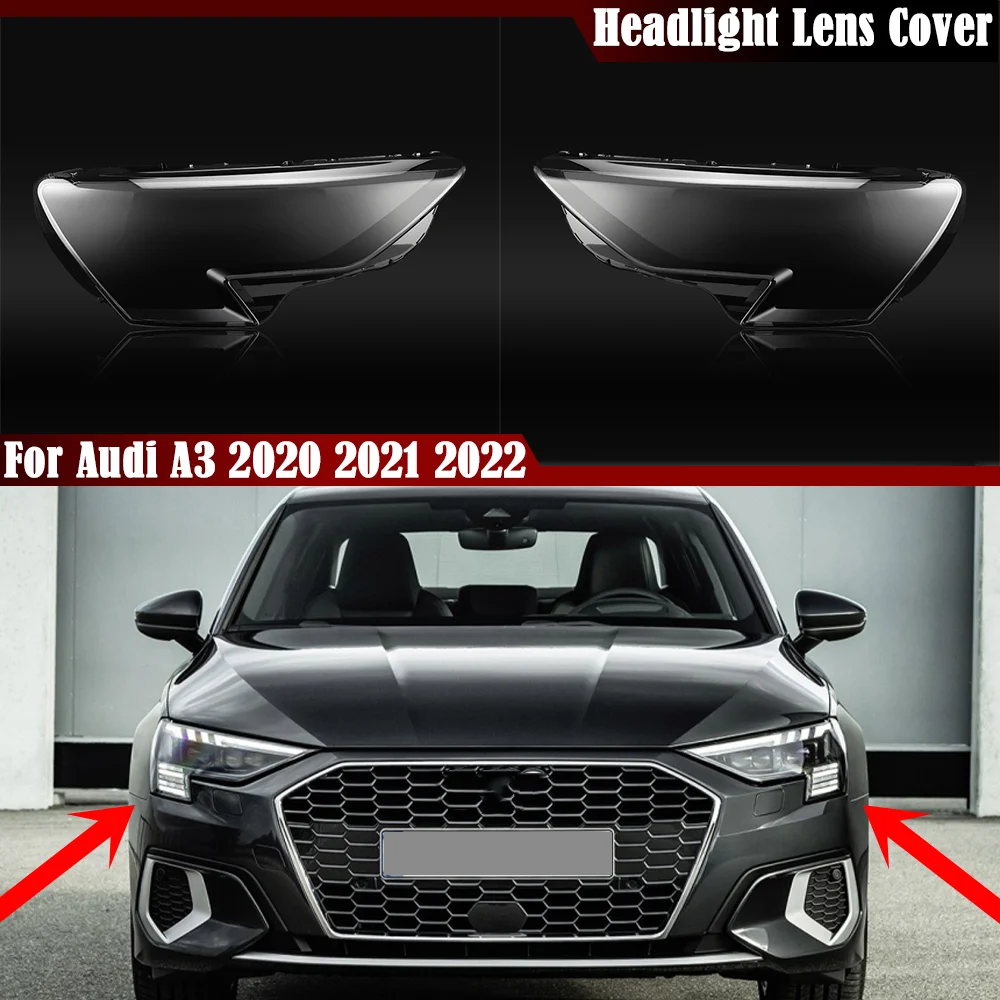 

For Audi A3 2020 2021 2022 Headlamp Transparent Cover Lamp Shade Headlight Shell Lens Plexiglass Replace Original Lampshade