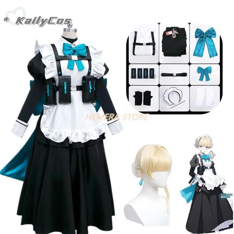 

Anime Blue Archive Cosplay Asuma Toki Women Lolita Maid Uniform Long Dress Wig Armoured Ornament Bow Suit Carnival Costume Sexy