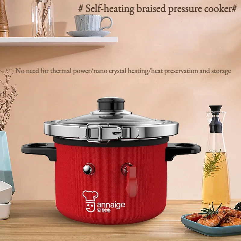

1.3L Mini Stainless Steel Pressure Cooker Pot Soup Rice Multifunctional Household Stew Pan Outdoor Camping Self Heating Pot