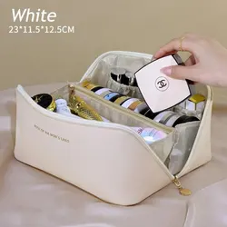 Portable Luxury Cosmetic Storage Bag - Large Capacity Travel Toiletry Organizer (1pc White)