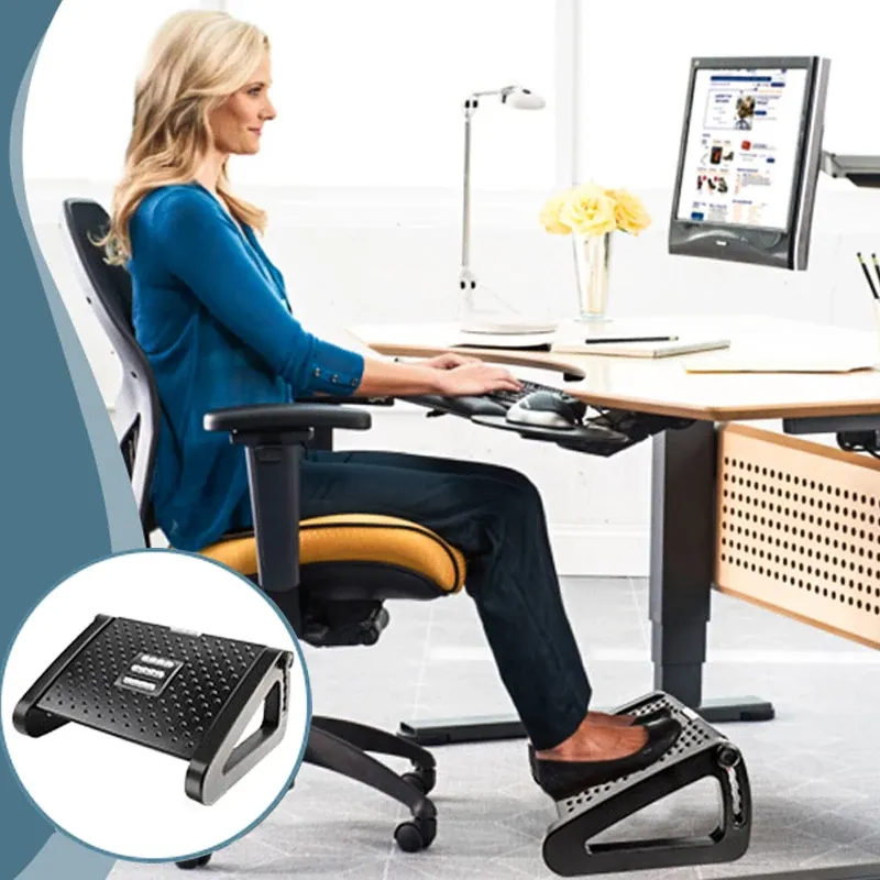 Under Desk Footrest with Massage Rollers Ergonomic Foot Stool for Home Office Pain Relief and Comfort
