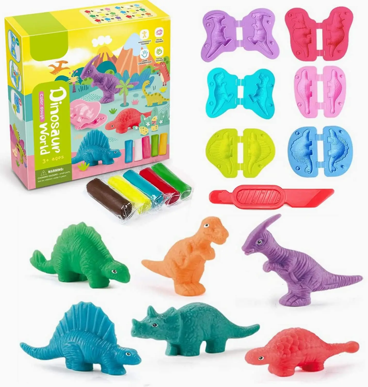 

Yeahbo Playdough Sets for Kids, Modelling Clay, Air Dry Clay with 6 Dinosaur Mold, Polymer Clay Set, Play Dough Dinosaur Toys