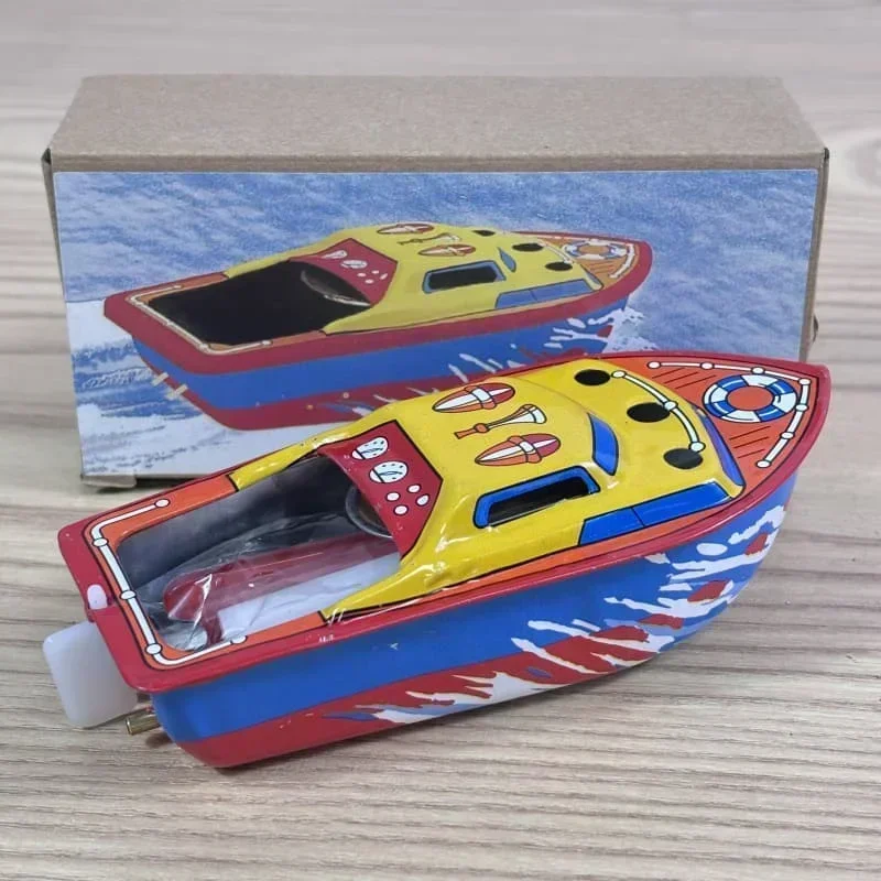 Adult Collection Retro Wind up toy Metal Tin The steam boat Ship Mechanical toy Clockwork figures model kids gift