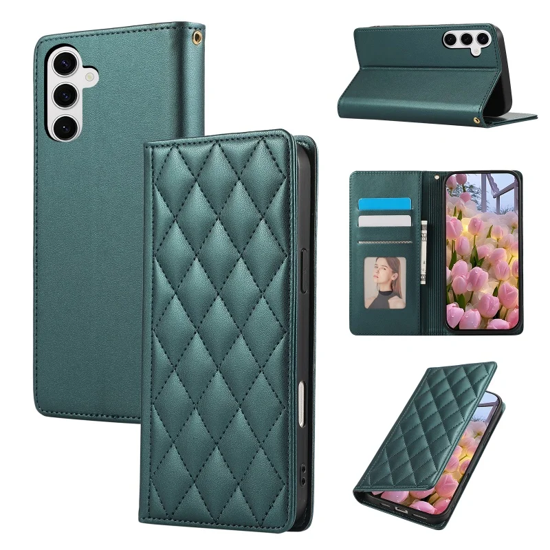 Elegant Magnetic Leather Wallet Phone Case - Premium Faux Leather Design with Card Slots and Secure Closure