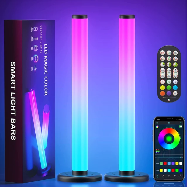 Barras de luz led inteligentes, barras de luz Rgb com modos de cena e modos  de sincronização de música, luzes led para iluminação ambiente de TV, jogos,  festa, pc, decoração de quarto