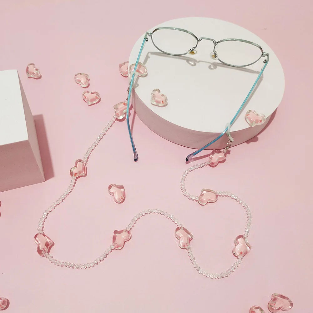 

New Fashion Heart Crystal Beaded Glasses Chain Mask Lanyards for Female Girls Necklace Anti-lost Masks Rope Eyewear Chains