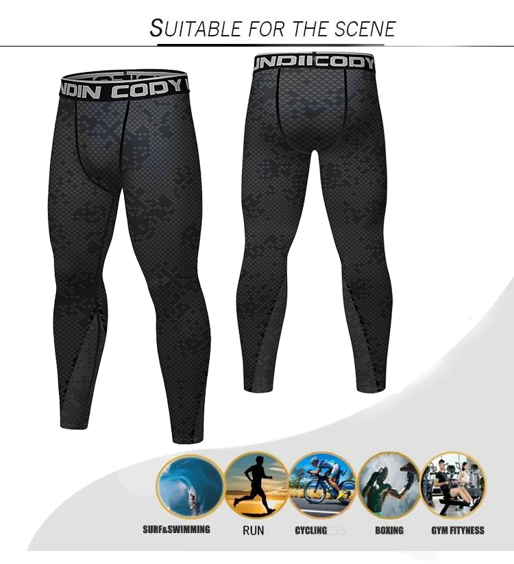 Camouflage Men's Compression Pants Athletic Leggings Non-Pocket Uv sun protection Riding Pants Stretch Gym Fitness Tights 3