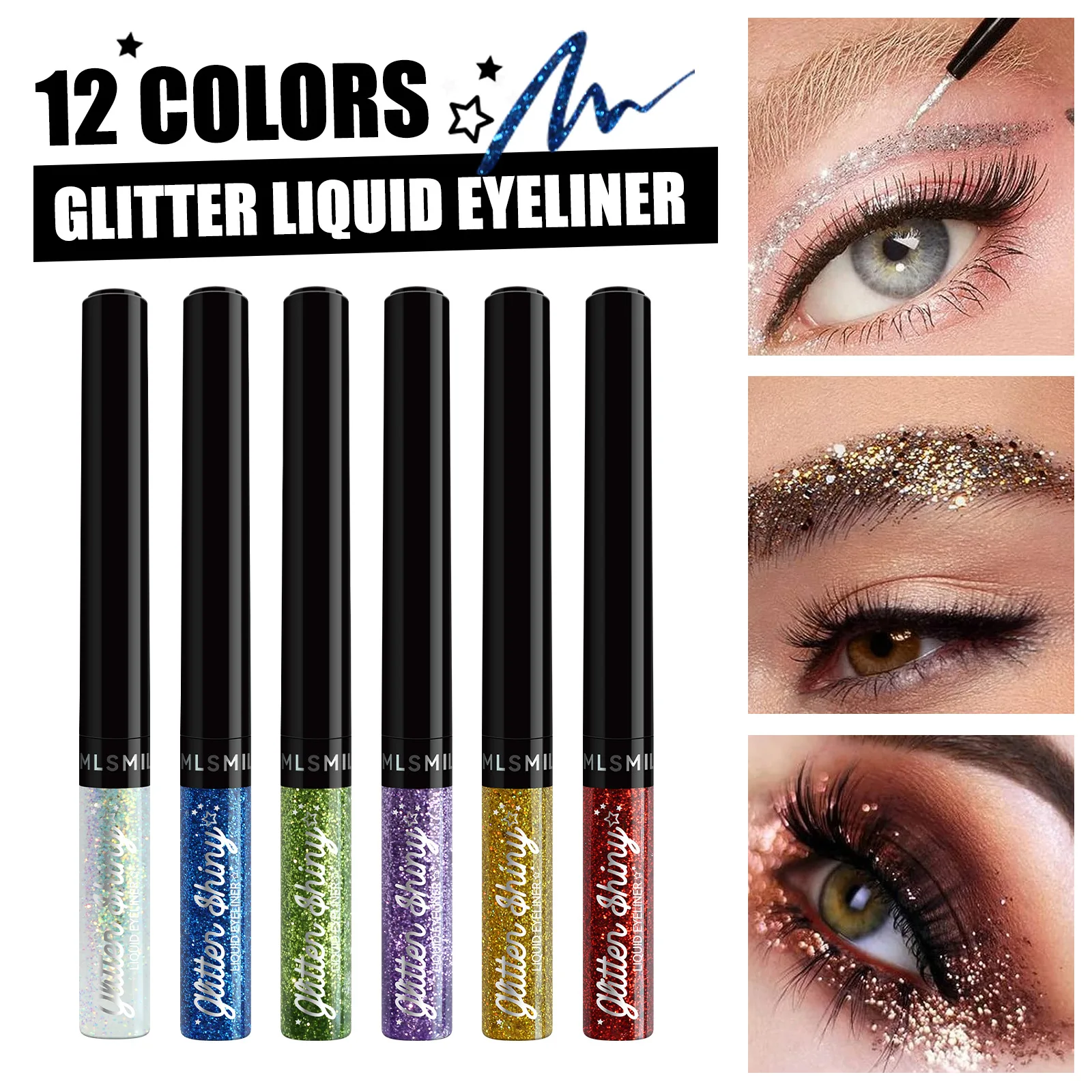 MLSMILE Multi-Color Pearl Eyeliner Liquid Flash Color Glitter Eyeshadow Waterproof Long-lasting non-smudgy Eyeliner 4