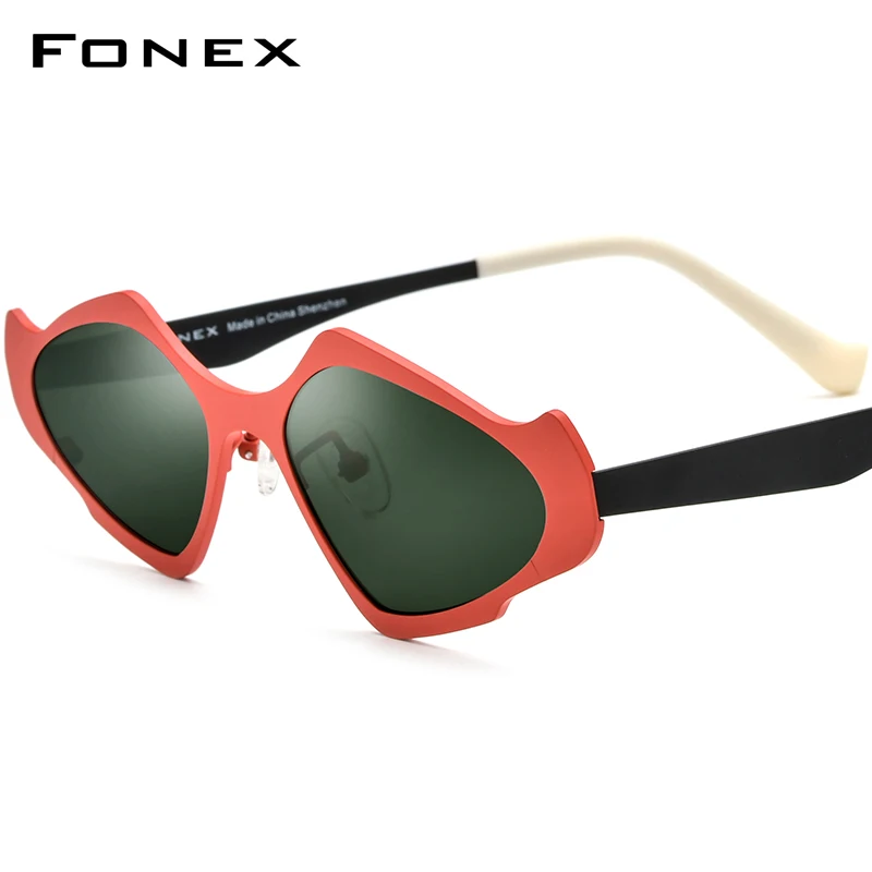 

FONEX Pure Titanium Sunglasses Men 2024 New Retro Vintage Cat Eye Polarized Sun Glasses for Women Shades F85811T