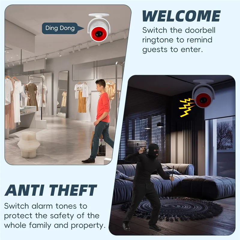 ABDE-Tuya Wifi Sound And Light Infrared Alarm Human Body Induction Detector Anti-Theft Alarm Infrared Detector Remote Control