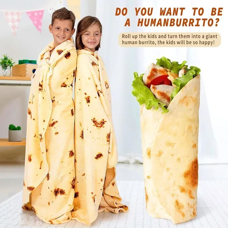Mexican burrito blanket, 150 cm, sofa flannel blanket, creative tortilla blanket, suitable for family, office nap and travel, 2