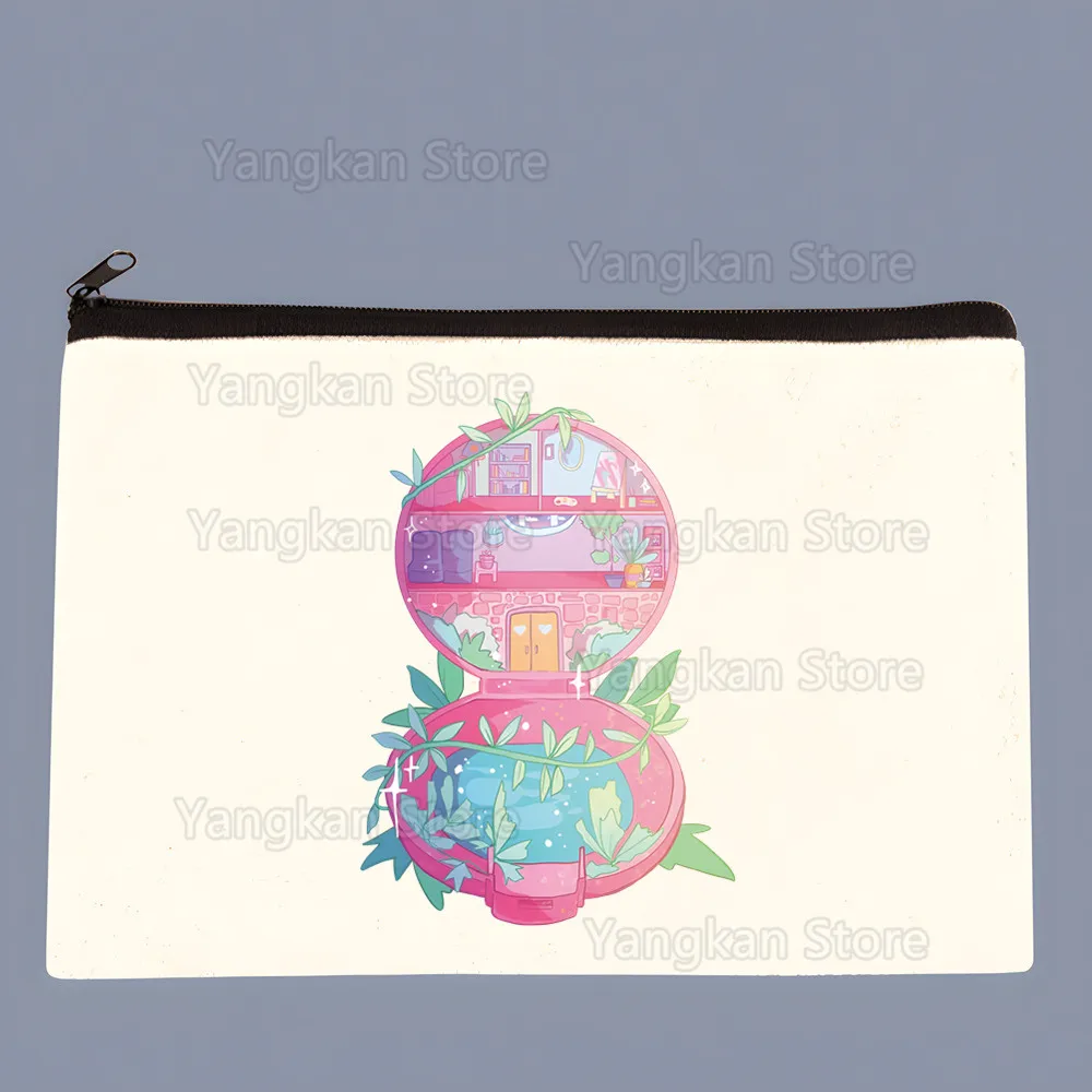 Polly Pocket Cute Solid Color Canvas Coin Purse Small Fresh New Zipper Key Bag Hand Gift Bag