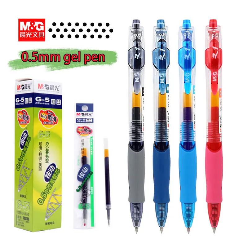 RetractableGelPenSet05mmReplaceableRefillSmoothWritingNeutral
