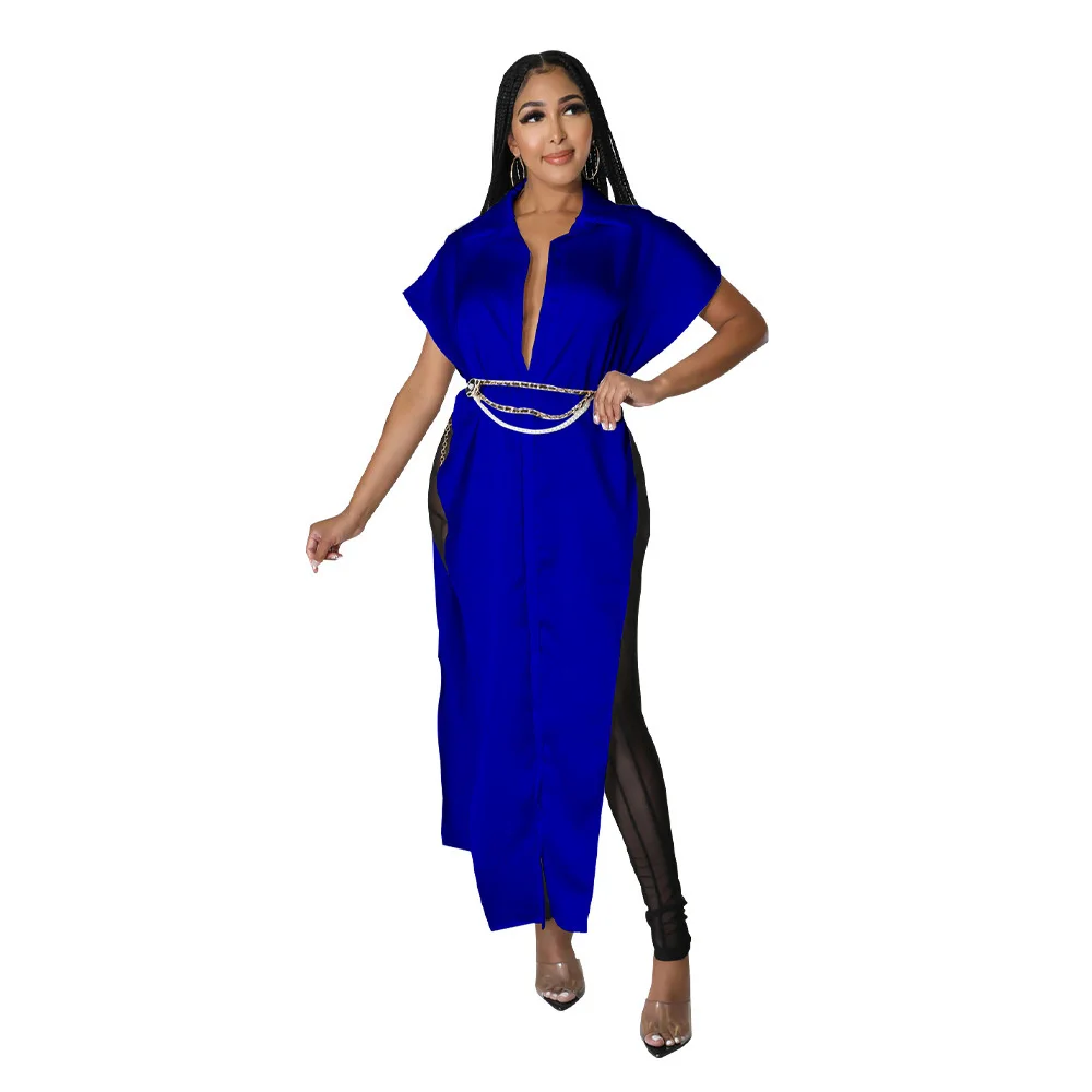 

Zabrina Sexy T-shirt Woman Long Tee Tops Summer Women's Solid Color Shawl Blouse Button Down Shirt Casual V Neck Tshirt New