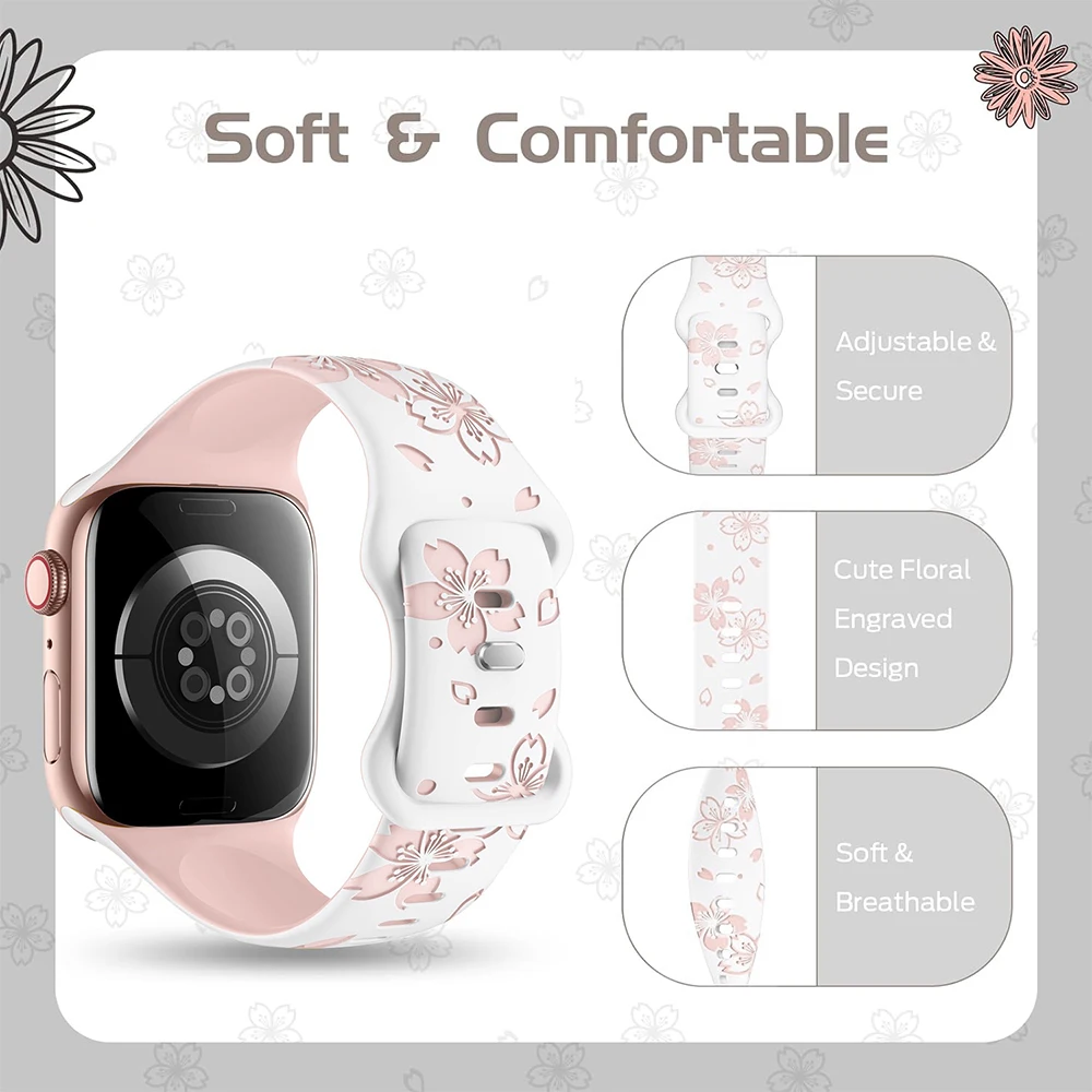 Soft Silicone Loop Strap for Apple Watch 40mm 41mm 42mm 44mm 45mm 49mm Watchband for Iwatch Series 6 5 4 Se 7 8 9 Ultra2 Correa