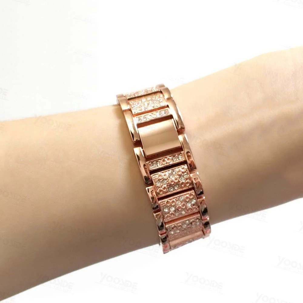 Women's 18mm Metal Watch Band with Bling Quick Release Strap