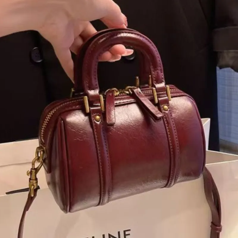 JIAERDI Retro Cylinder Pillow Handbag Women Soft Leather Large Capacity Shoulder Bags Ladies Premium Luxury Design Crossbody Bag