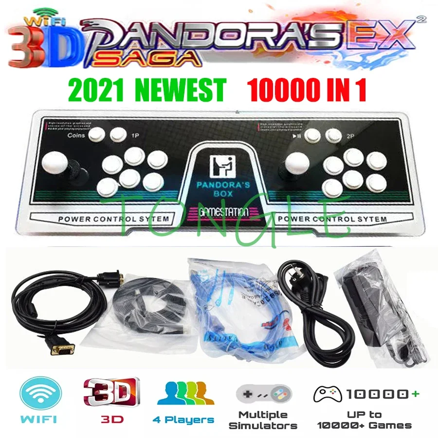 

Newest Pandora 3D WIFI EX SAGA Box 128GB 8000 / 10888 In 1 Zero Delay 6 Buttons Joystick 2 Player Controller Arcade Game Console