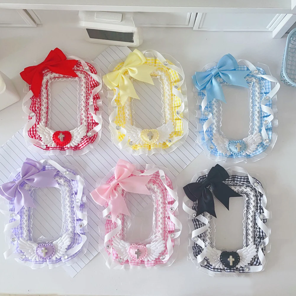 INS DIY Lace Toploader Photocard Holder Cute Bear Style Lace Mini Card Protector Sleeve Photo Card Holder For Kpop Idol