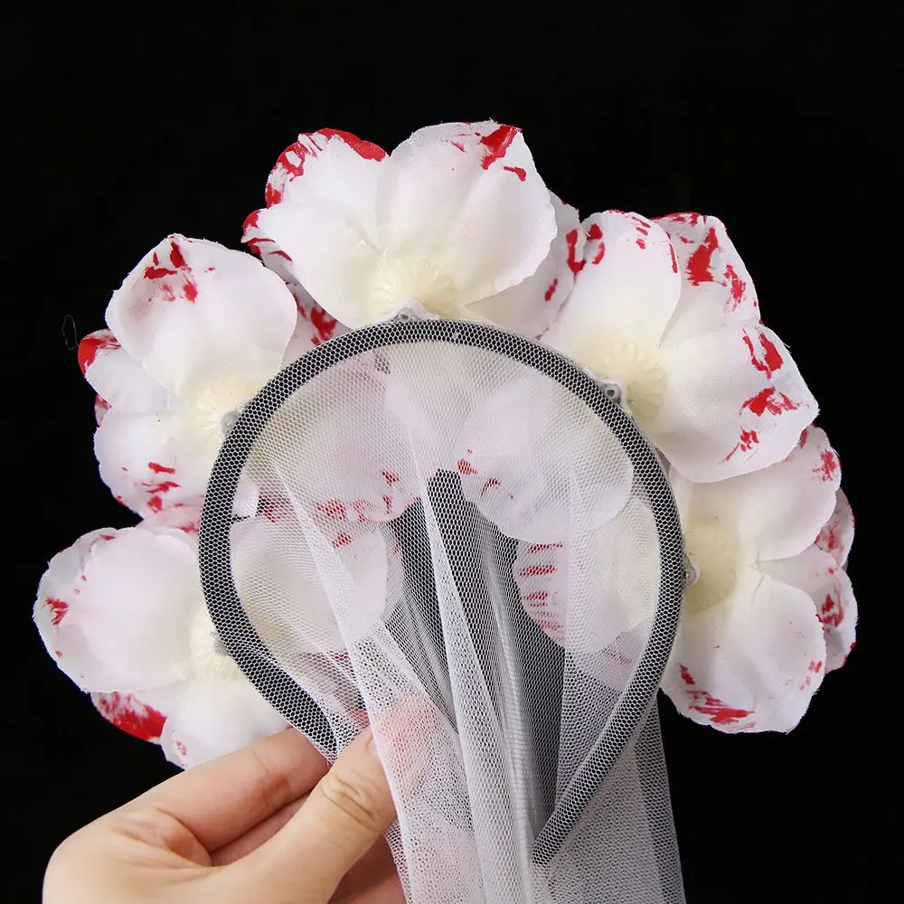 

Ox Horn Non-slip Costume Accessory Halloween Headband Korean Style Hair Accessories Women Hair Hoops Blood Stains Rose