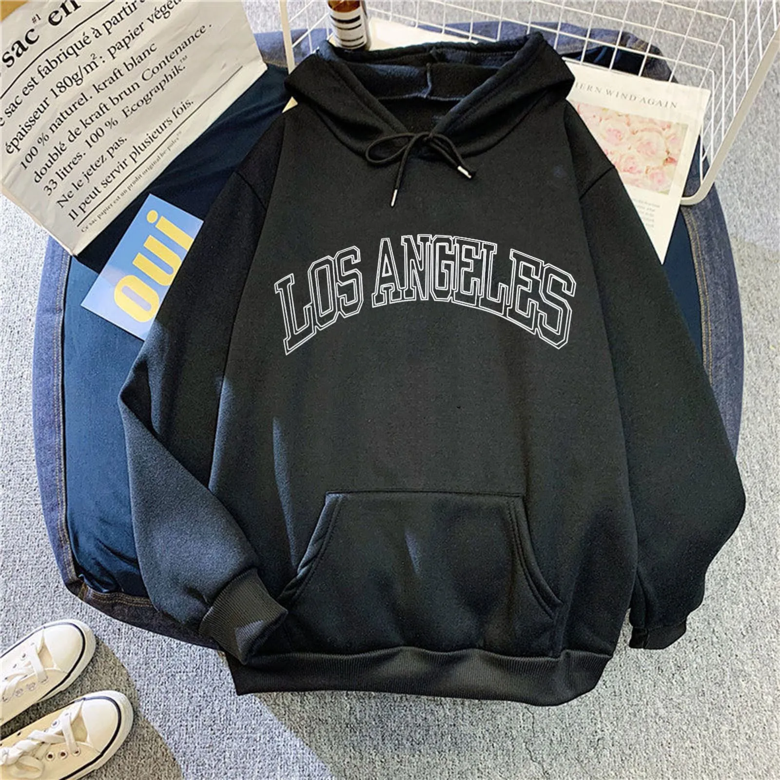 

Los Angeles Letter Print Pullovers Women Hoodies Long Sleeve Loose Summer Casual Woman Sweatshirt Fashion Hoodies For Women