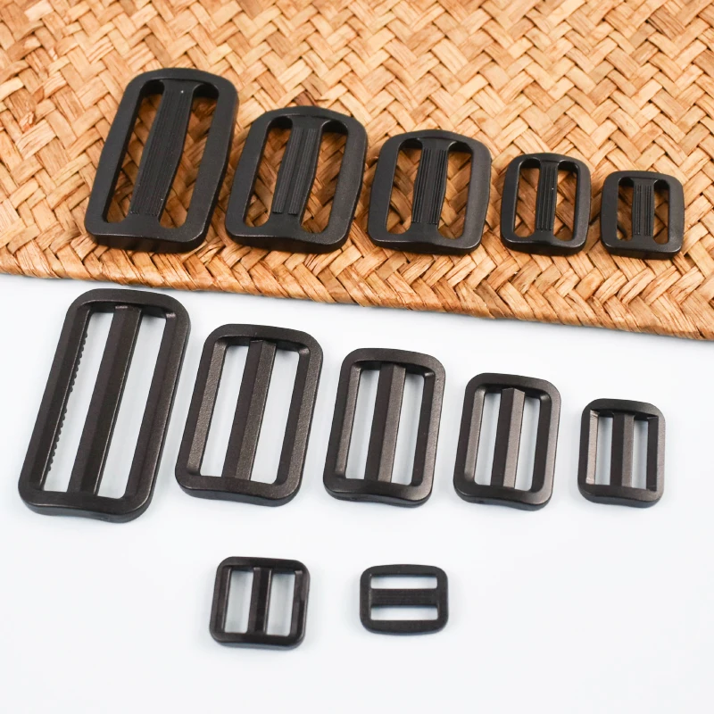 10-50Pcs 20-50mm 검정색 플라스틱 버클 트라이 글라이드 슬라이더 배낭 스트랩에 대한 버클 조정 웨빙 벨트 걸쇠 바느질 용품