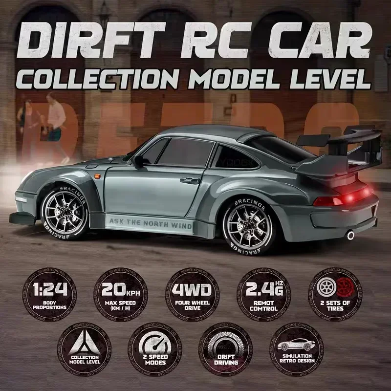 Voiture RC 4x4 1:24 20KM/H Drift LED - Jouet de Course