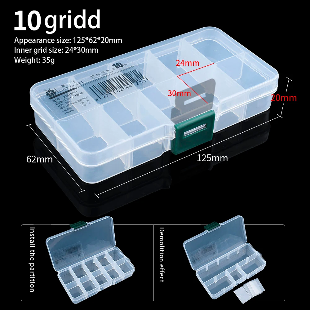 LUXIANZI Transparent Plastic Jewelry Storage Box Tool Compartment