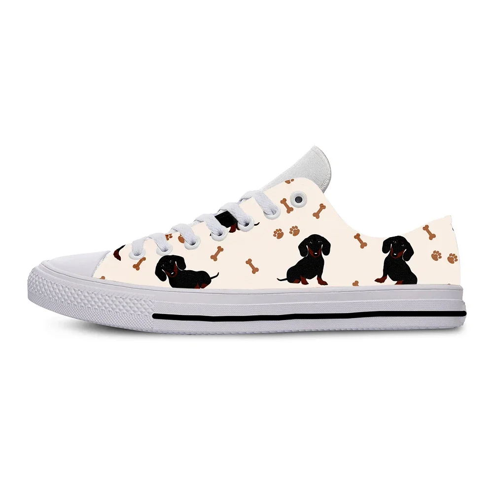 Dachshund Pug Teckel Dog Cartoon Cute Funny Casual Shoes Low Top Lightweight Board Shoes Breathable Men Women Female Sneakers