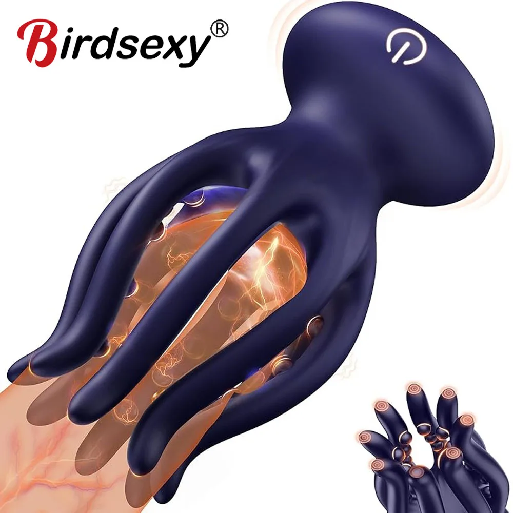 Male Glan Masturbator Vibrator Penis Glan Testicle Massage Trainer Delay Ejaculation Silicone Sex Toys Adult Goods for Men
