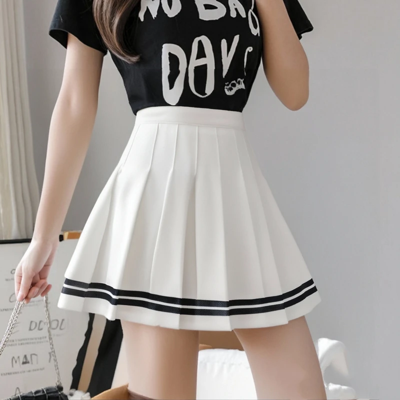 Fashion Preppy Style Pleated Skirts Women Spring Summer