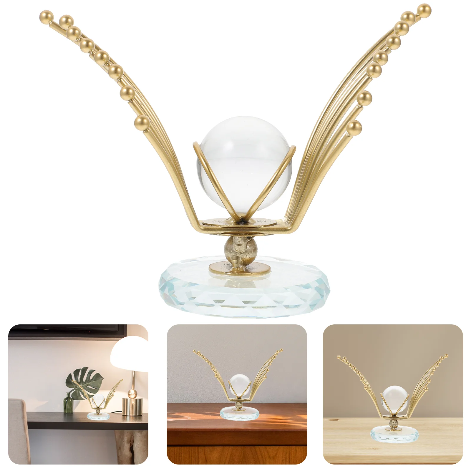 

Crystal Ball Decoration Desktop Sphere Gift Office Tabletop with Base Home Delicate Ornament