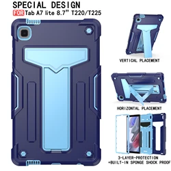 Rugged Shockproof Slim Protective Tablet Case - Heavy Duty Design - Samsung Galaxy Tab A7 Lite (NavyBlue Blue)
