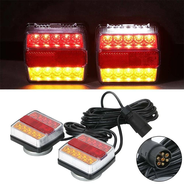 Juego de luces traseras LED magnéticas para remolque, luz de freno con  Cable de 12 V, iluminación para remolque de camión, Cable de 7,5 m, enchufe  de 7 pines, remolques, caravanas y camiones - AliExpress