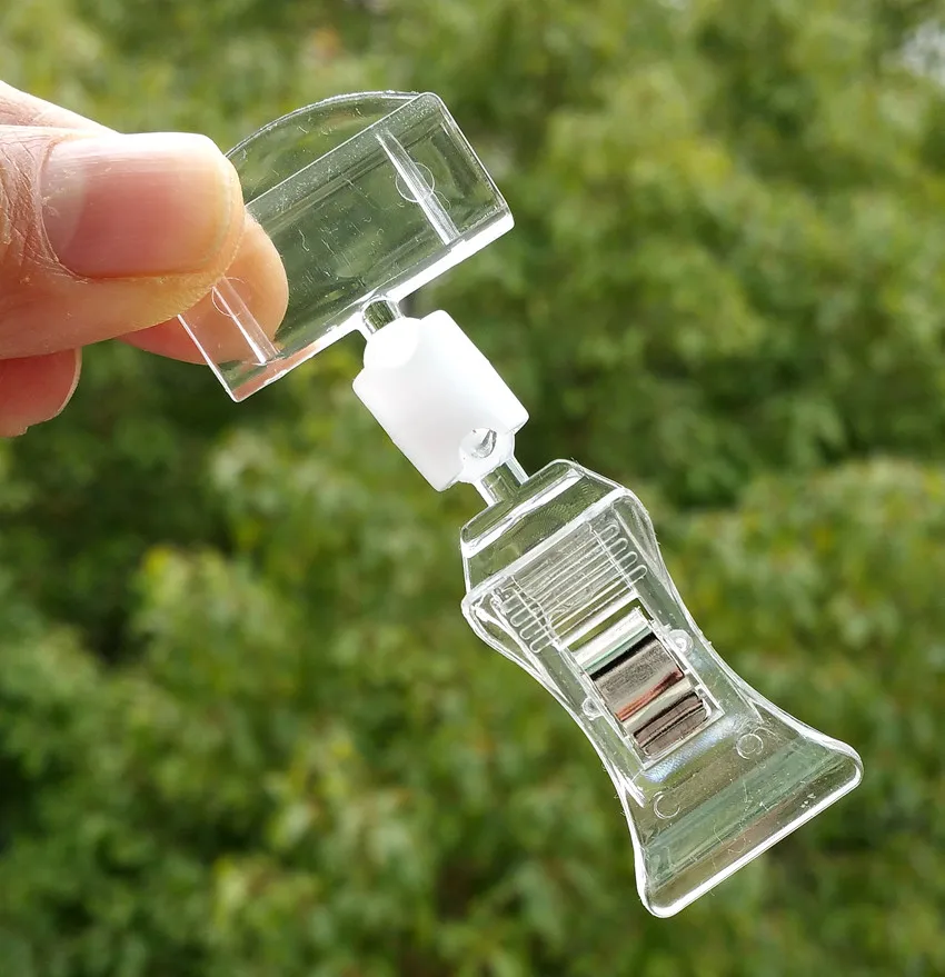 50pcs Clear POP Small Clips Holders Merchandise Plastic Sign Paper Card  Display Price Label Promotion Retail