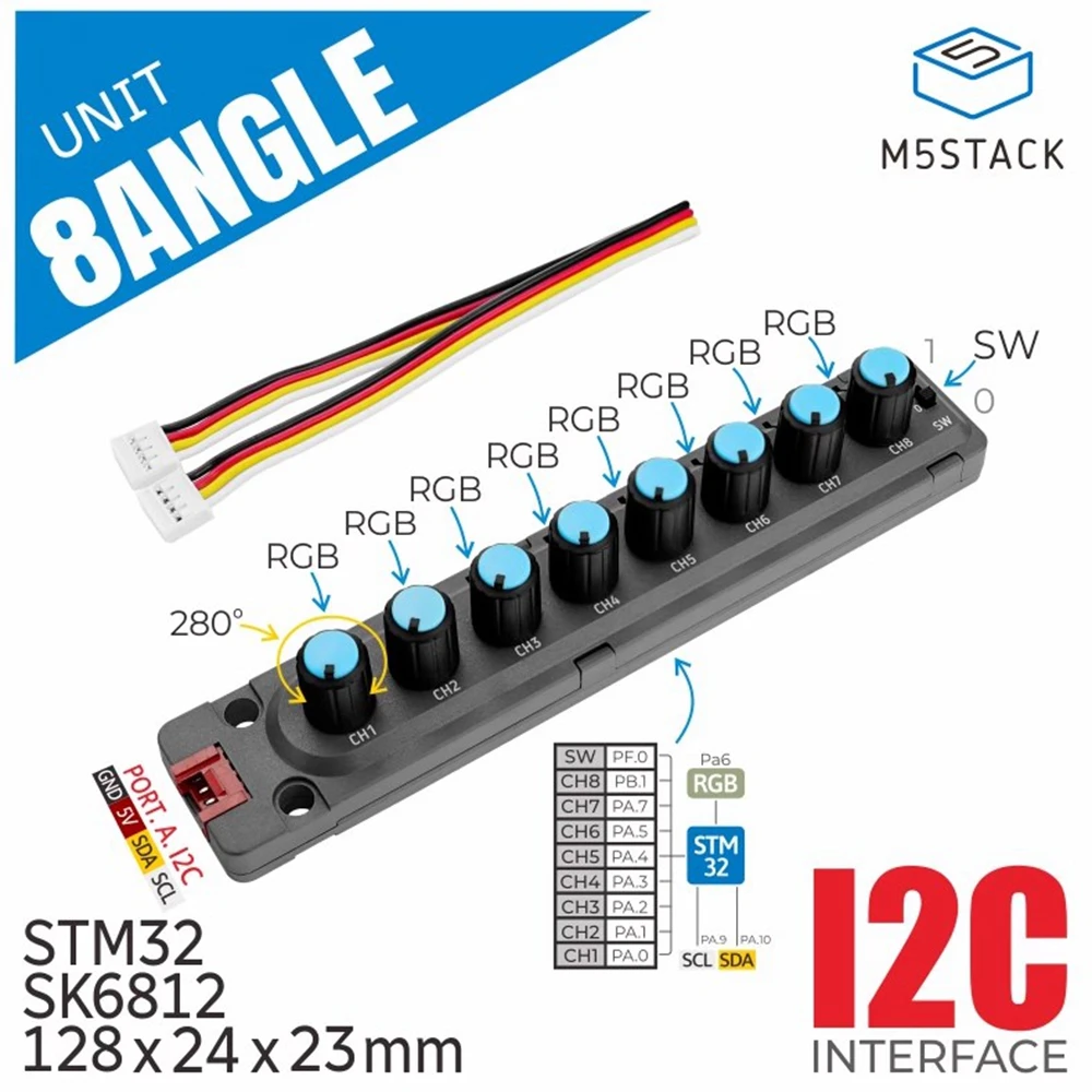 

M5Stack 8-канальный регулируемый потенциометр STM32F030 с 8 углами, с музыкальным управлением