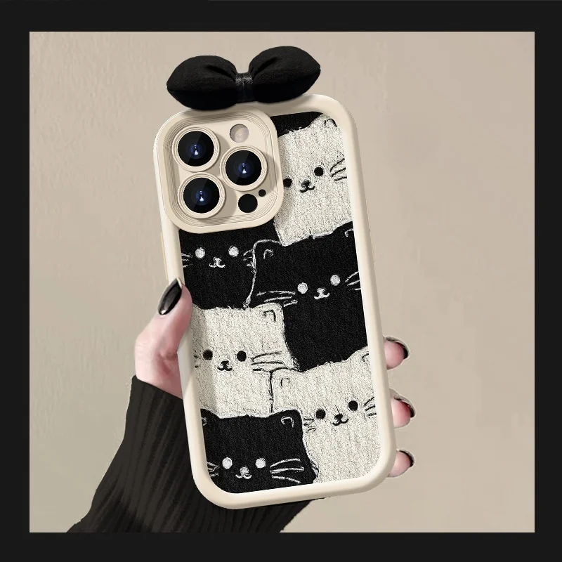 Cat Print Phone Case with Hang Lanyard Cover