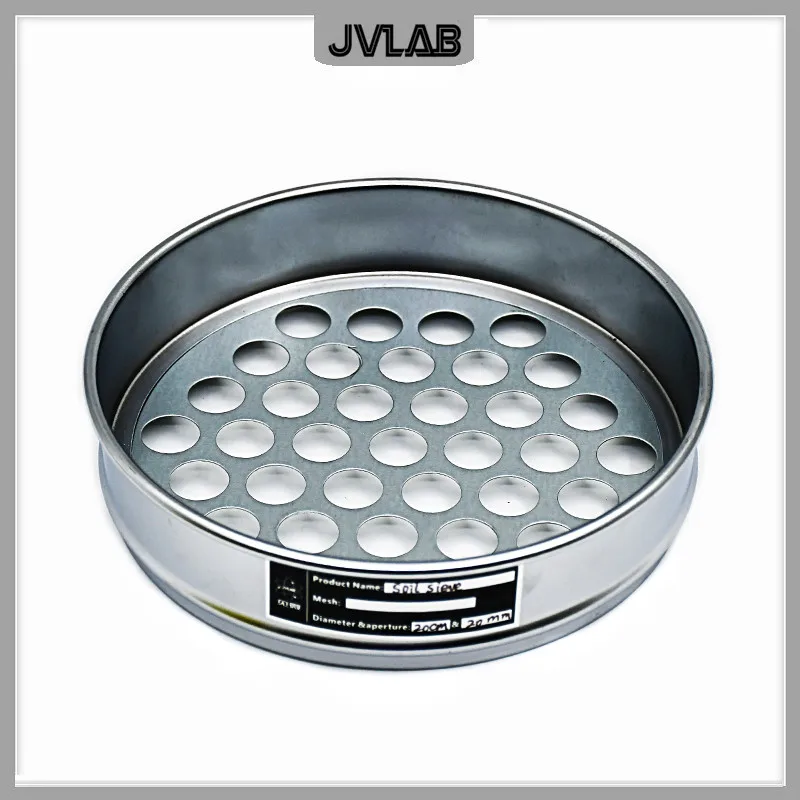 Soil Sieve Horticultural Round Hole Sampling Sieve Laboratory Test Galvanized Lid & Bottom R20cm Aperture 0.075-60mm 1 Pcs