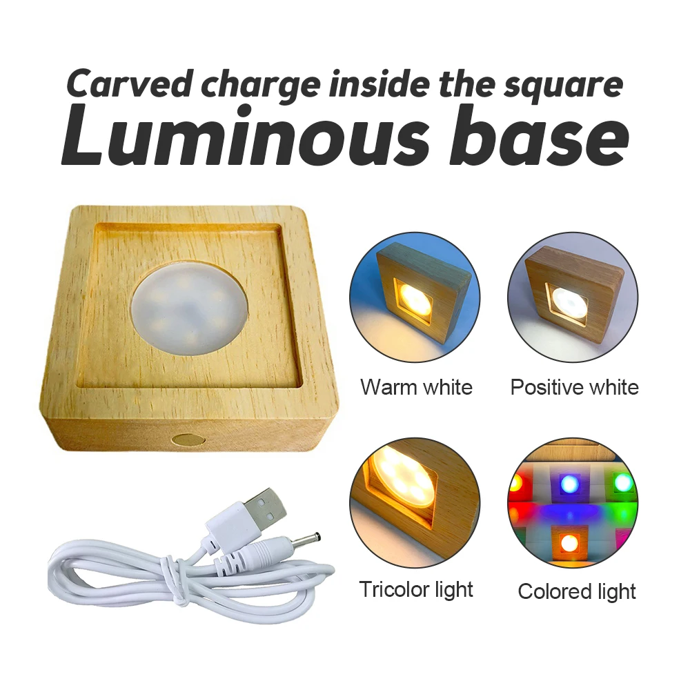 Description Picture 4 of itemResin Art Display Round Wood Colorful LED Light Wooden Night Lamp Base Stand for DIY Epoxy Resin Mold Display Base Home Decor