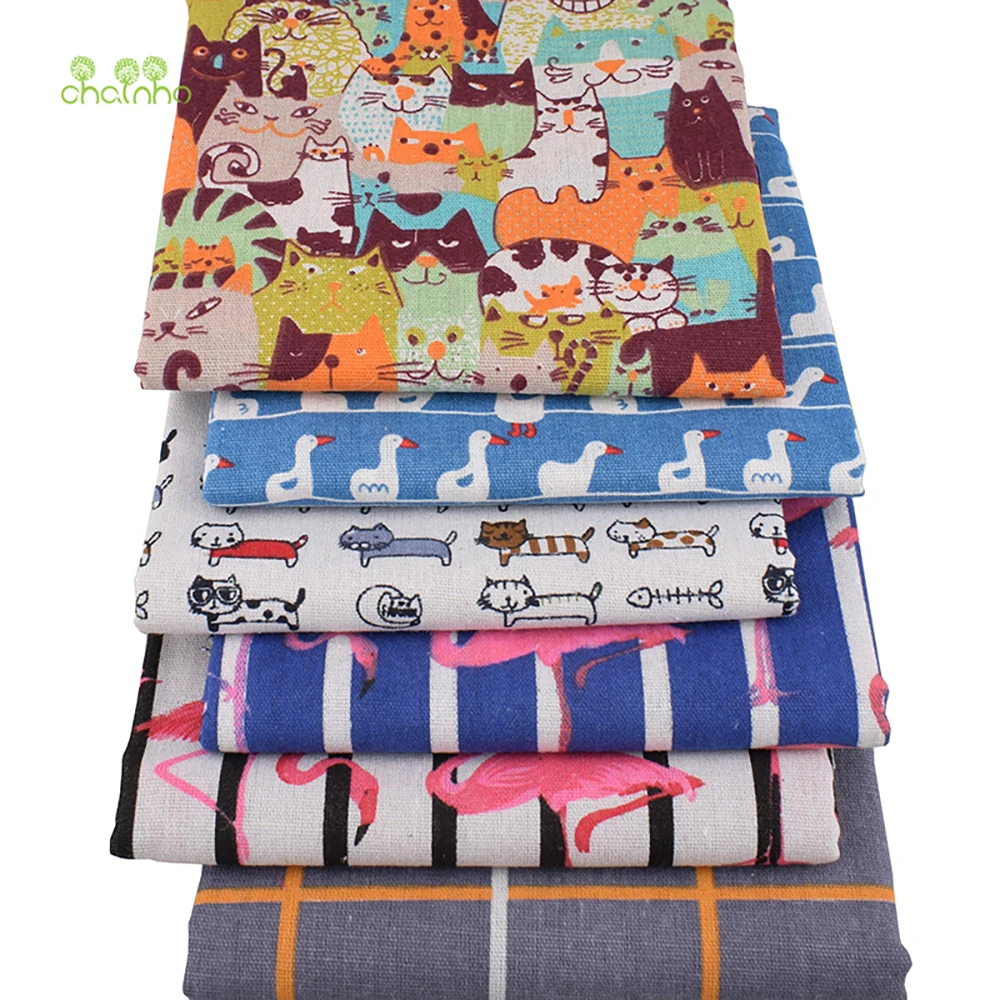 Chainho,Printed Cotton Linen Fabric,DIY Sewing Quilting Material,Cloth For Table,Sofa,Curtain,Bag,Cushion,Furniture Cover,15CL18