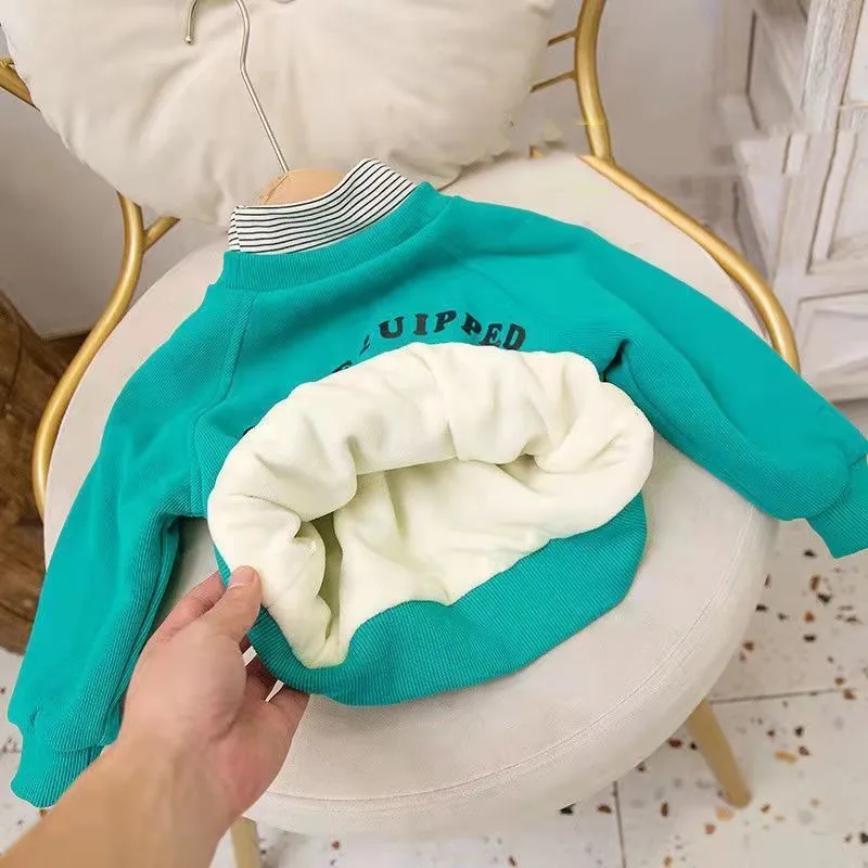 

Толстовки с капюшоном для мальчиков, хлопковые толстые вельветовые простые теплые осенне-зимние свитшоты 2022, детская одежда для малышей