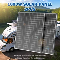 Panneau solaire 1000W 12V, module PV à haut rendement, système d'alimentation hors réseau pour camping-car, caravane, maison, camping en plein air, recharge de batterie 2
