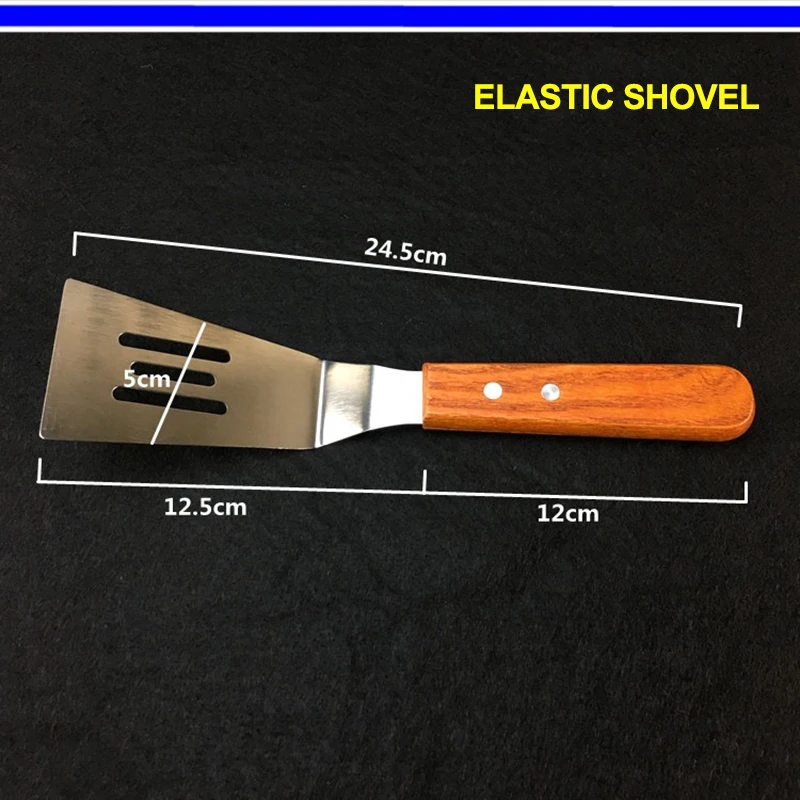Stainless Steel BBQ Roasting Fork Clamp Shovel, Roast Barbecue Skewers, Wooden Handle, Cooking Spatula, Triangle Steak Tool Sets