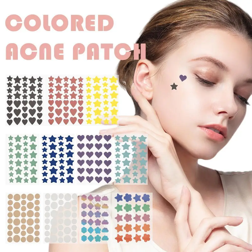 

20-36 Counts Colorful Acne Patches Cute Star Heart Shaped Acne Treatment Sticker Concealer Invisible Pimple Acne Cover Skin Care