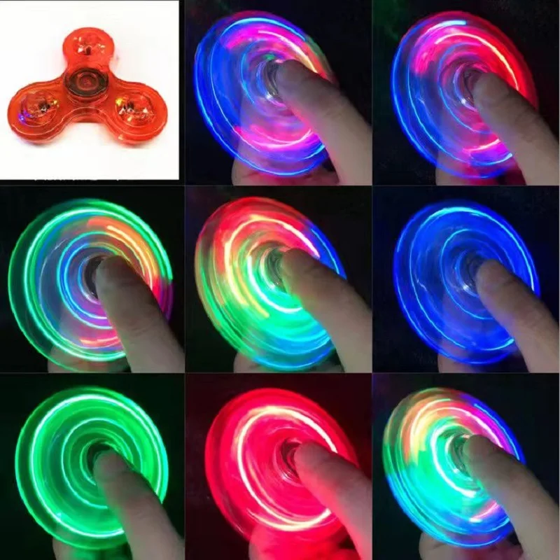 Crystal Luminous LED Light Fidget Spinner Hand Top Spinners Glow in Dark EDC Stress Relief Toys Kinetic Gyroscope for Children 5